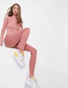 Asos Design Mix & Match Two-piece Leggings With Deep Waistband In Rose-pink