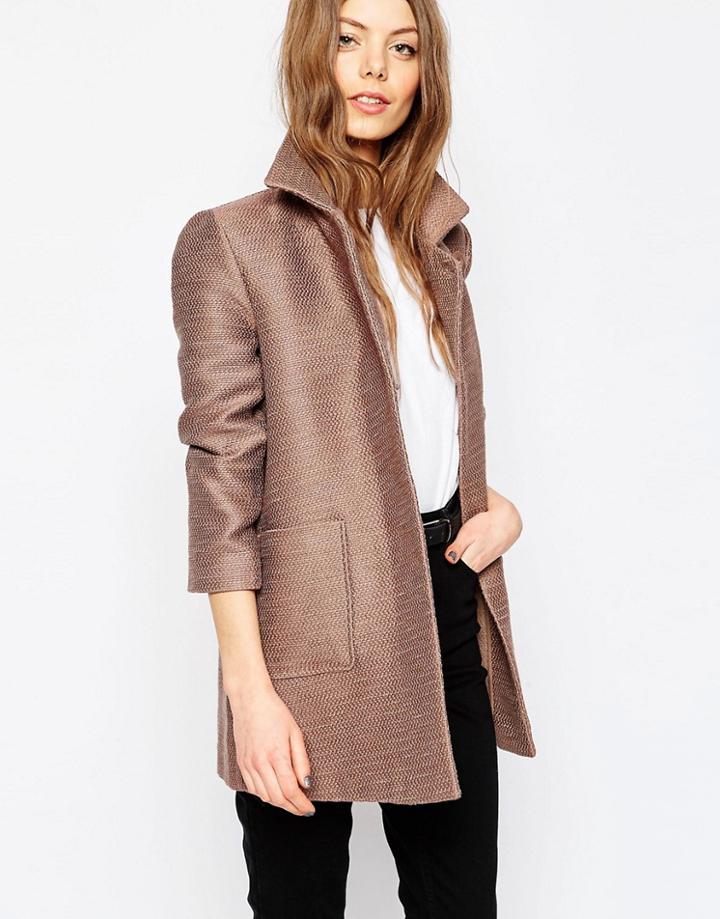 Asos Car Coat With Texture - Mink