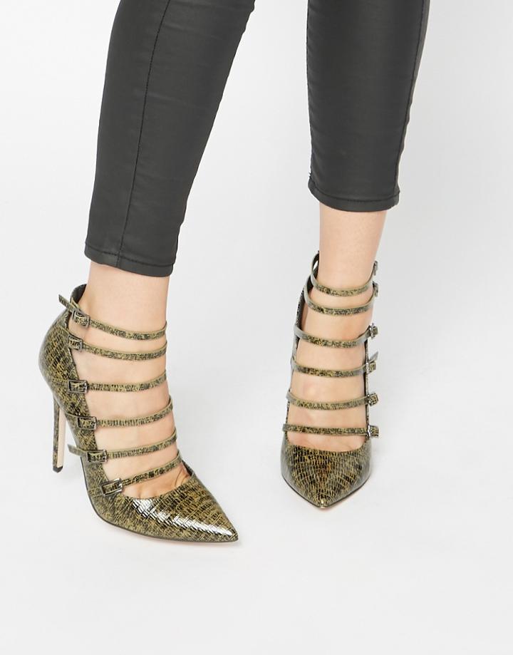 Asos Personalise Caged Pointed High Heels - Green