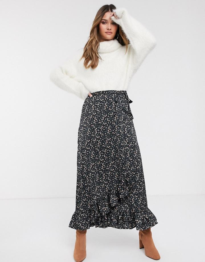 Y.a.s Floral Wrap Maxi Skirt-multi