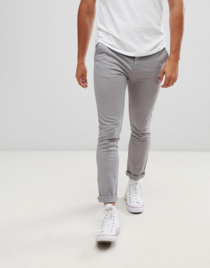 Asos Design Skinny Chinos In Light Gray - Gray