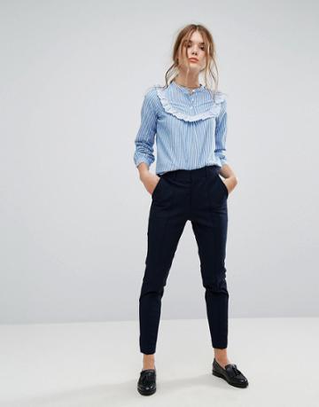 Leon And Harper Stretch Slim Pants - Navy