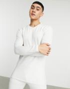 Asos 4505 Warm Base Layer Long Sleeve T-shirt In Waffle-white
