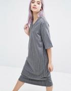Monki Varsity Stripe Dress - Gray