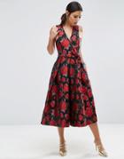 Asos Jumpsuit With Wide Leg In Floral Jacquard - Multi