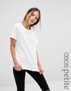 Asos Petite Lightweight Knitted Loop Back Top - White