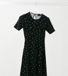Asos Design Tall Mini Tea Dress In Black And Bright Green Dots