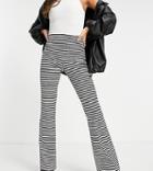 Pieces Tall High Waisted Flared Pants In Black & White Stripe-multi