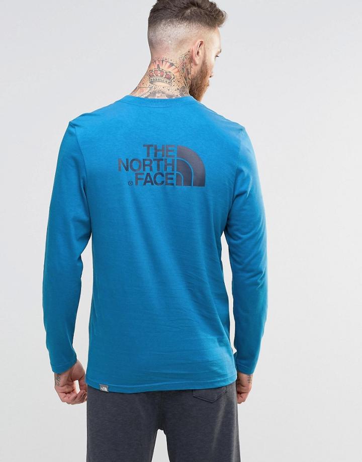 The North Face Long Sleeve Top With Easy Logo In Blue - Blue