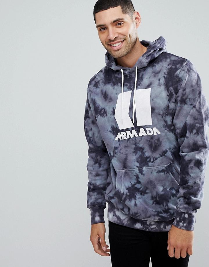 Armada Icon Acidwash Logo Hoodie In Black - Black