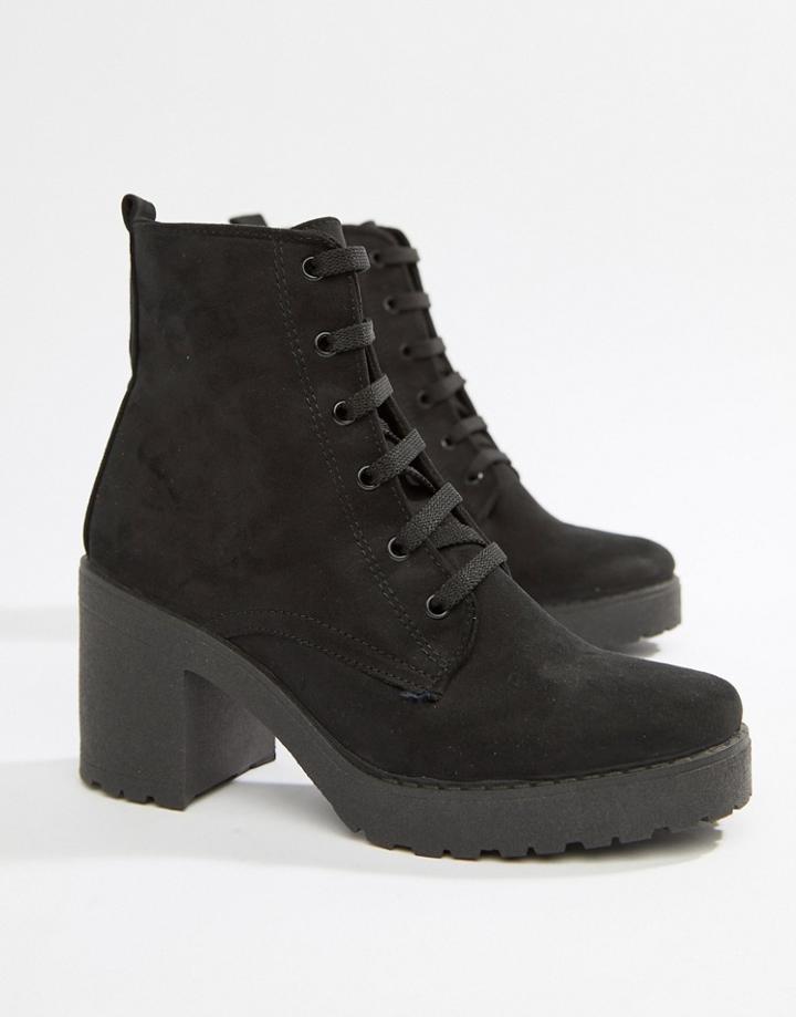 Miss Selfridge Chunky Sole Heeled Ankle Boot - Black