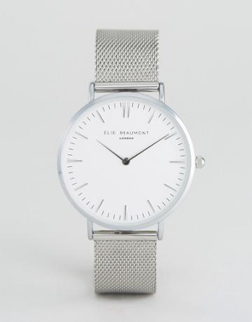 Elie Beaumont Silver Bracelet Watch With Clear Face - Silver