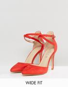 Truffle Collection Wide Fit Bow Trim Court Shoe - Red