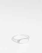 Asos Design Slim Signet Ring With Shoulder Emboss In Silver Tone