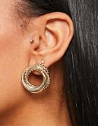Asos Design Stud Earrings In Twist Chain Design In Gold Tone