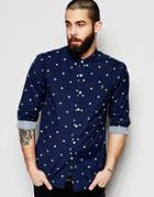 Farah Shirt With Polka Dot Slim Fit - Navy
