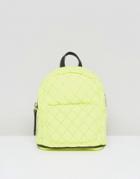 New Look Mini Neon Quilted Backpack - Yellow