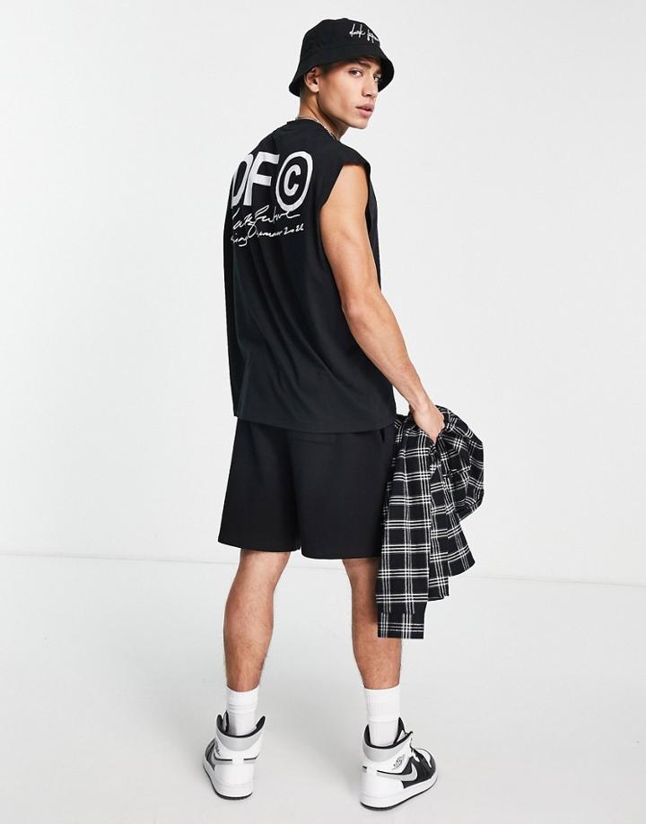 Asos Dark Future Oversized Tank Top With Logo Back Print In Black