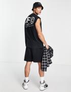 Asos Dark Future Oversized Tank Top With Logo Back Print In Black