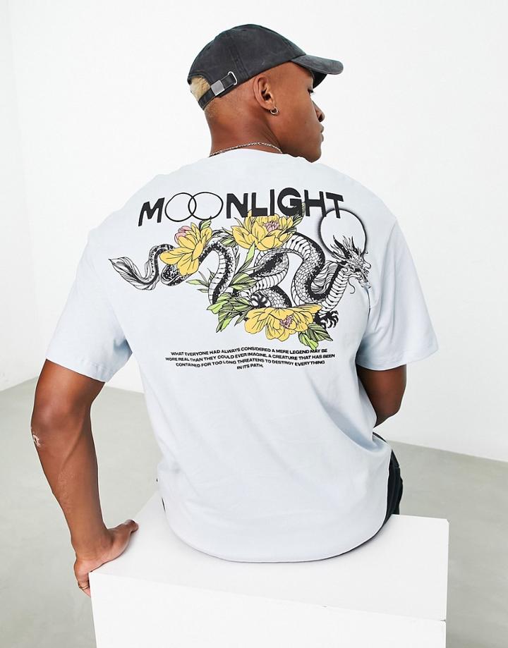 Bershka Moonlight Print T-shirt In Blue