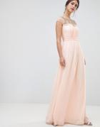Minuet Plunge Maxi Dress With Embellished Detail - White