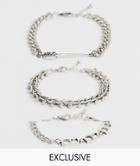 Reclaimed Vintage Inspired Bracelet Chain Pack With Chain Interest Exclusive At Asos-silver