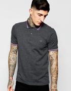 Fred Perry Polo Shirt With Tipping Slim Fit In Gray - Gray