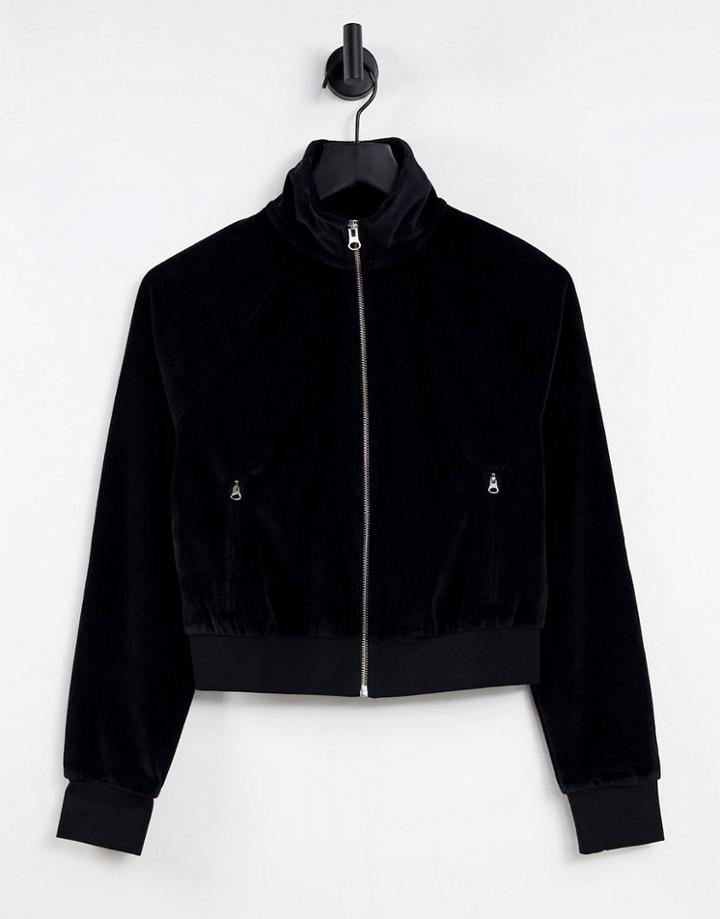 & Other Stories Organic Cotton Velour Zip Front Hoodie In Black - Part Of A Set