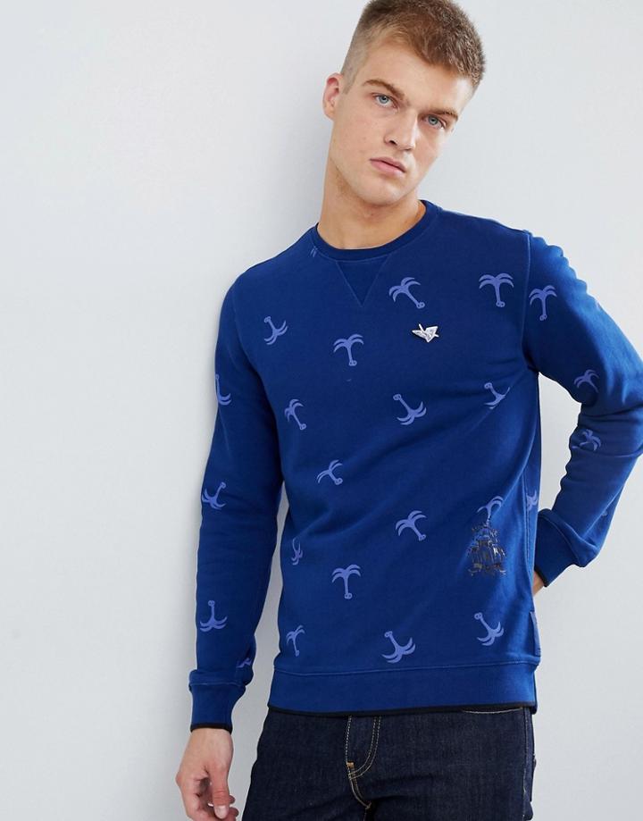 Scotch & Soda Allover Print Crew Neck Sweat - Blue