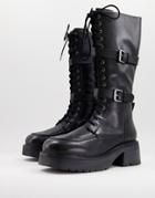 Asos Design Camden Premium Leather Knee Boots In Black