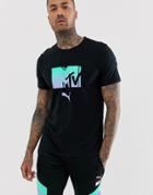 Puma X Mtv Logo T-shirt In Black-white