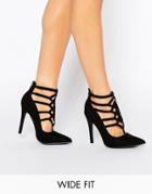 New Look Wide Fit Cut Out Heeled Court Shoe - Black