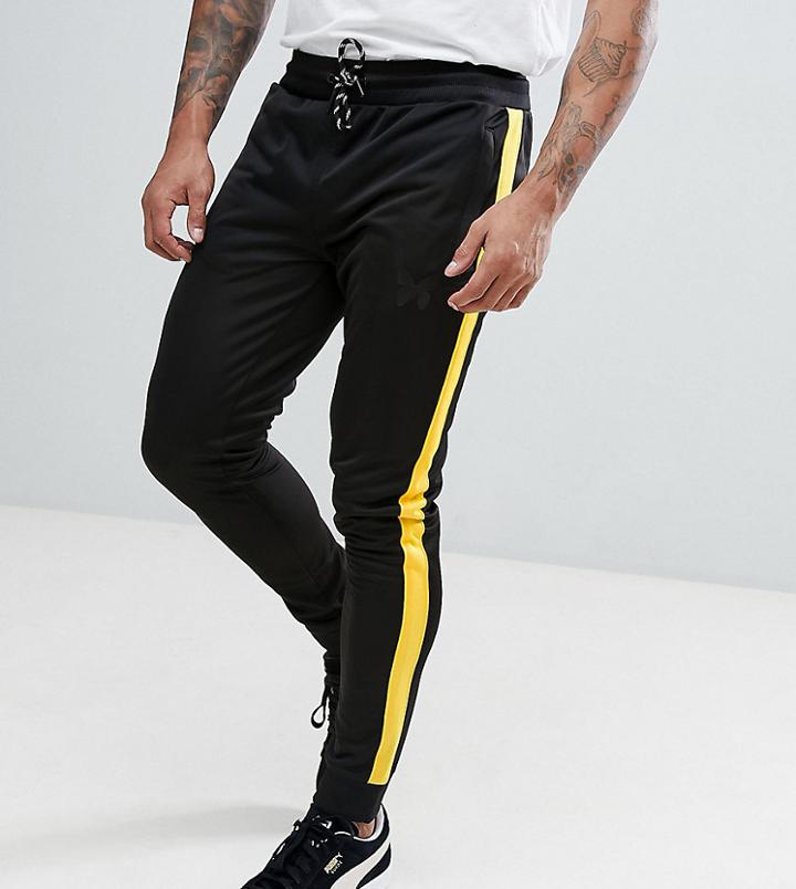 Good For Nothing Muscle Track Joggers In Black With Yellow Side Stripe Exclusive To Asos - Black