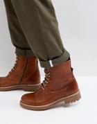 Zign Chunky Leather Lace Up Boots - Brown