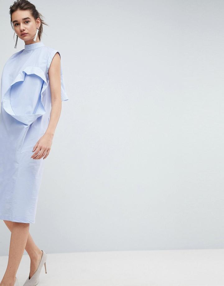 Asos White Multi Sleeve Dress - Blue