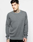 Lindbergh Sweater With Textured Knit & Zip Shoulder - Gray