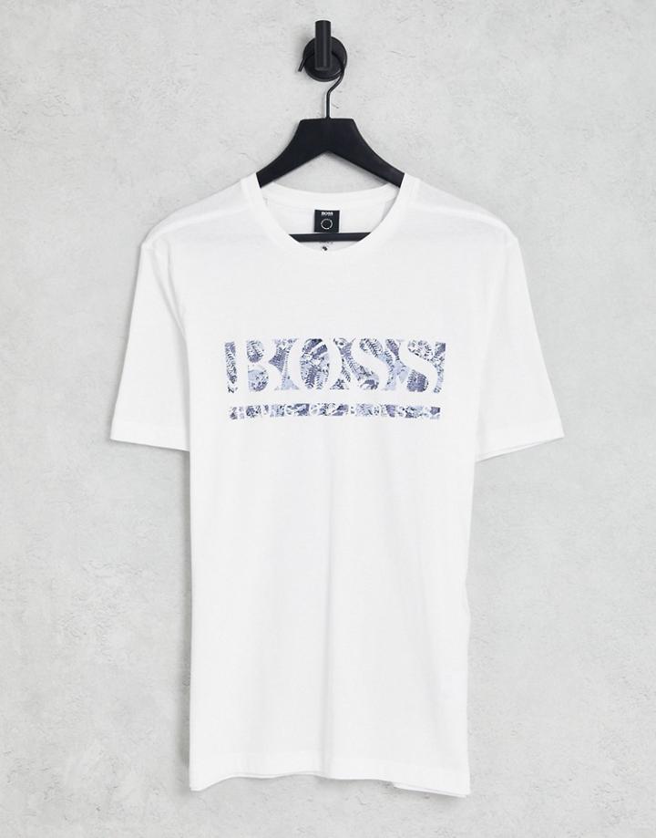 Boss Athleisure Tee 1 T-shirt With Large Logo In White
