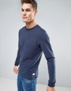 Selected Homme Sweatshirt With Curved Hem - Blue
