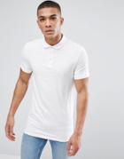 Asos Longline Muscle Polo In Jersey In White - White
