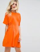 Asos Mini T-shirt Dress With Corset Detail - Orange