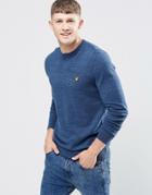 Lyle & Scott Sweater In Navy Cotton/linen Slub - Dark Navy Marl