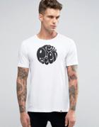 Pretty Green T-shirt With Logo Print In Slim Fit White - White