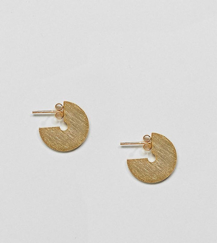 Asos Design Gold Plated Sterling Silver Sleek Satin Finish Solid Hoop Earrings - Gold