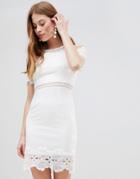 Glamorous Cold Shoulder Lace Dress-white