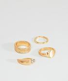 Asos Design Vintage Style Signet Ring Pack In Gold - Gold