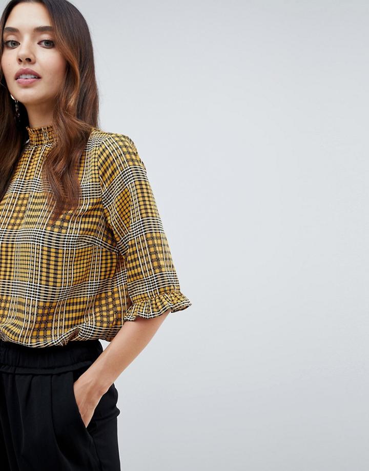 Y.a.s Check High Neck Top - Multi