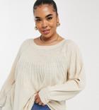 Only Curve Ribbed Sweater In Beige-neutral