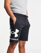 Under Armour Rival Fleece Large Logo Shorts In Black