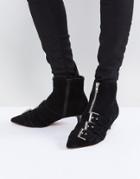 Asos Revelation Suede Heeled Ankle Boots - Black