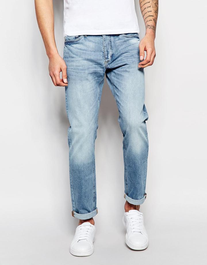 Jack & Jones Straight Fit Jeans In Light Wash - Light Blue